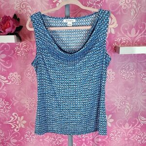 Liz Claiborne Blue Patterned Tank Top